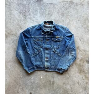 Vintage 1980s Made in USA Rustler Denim Womens Jacket Size Medium Faded